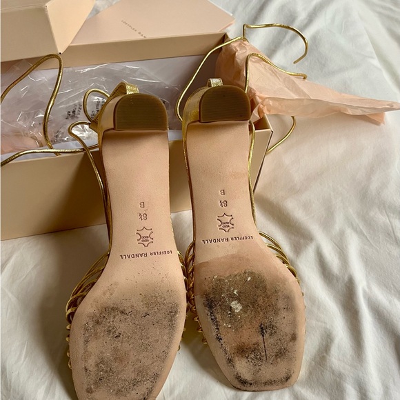 Loeffler Randall Riley Gold Lace Up Sandal Size 8.5 - Picture 7 of 10